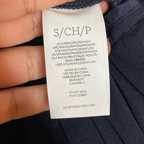 CAbi Moto Chance Jacket Women's Size Small Navy Blue Asymmetrical Zipper - Picture 8 of 8